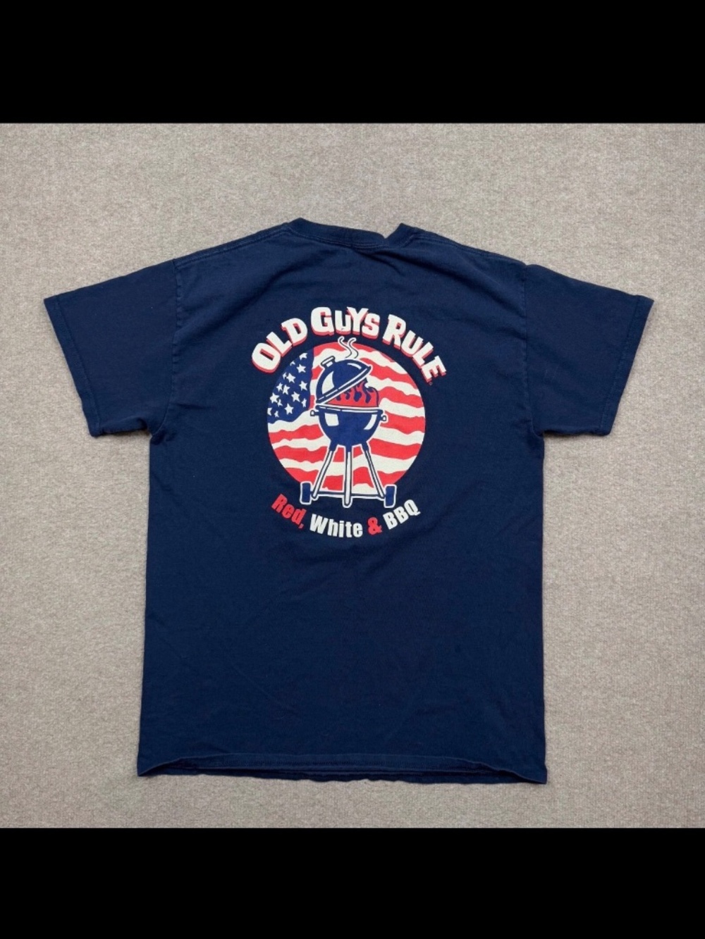 Old Guys Rule Men's Shirt Size M Blue Short Sleeve Barbecue Grill Graphic Tee